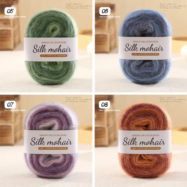 Cookie Gradient Mohair Yarn – 50g, 10 Colors