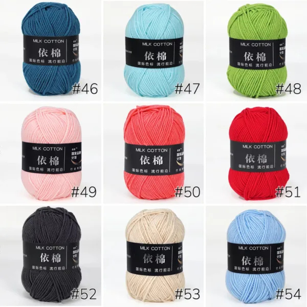 Milk Cotton Yarn – 4-Ply, 50g, 86 Colors