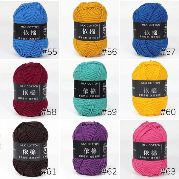 Milk Cotton Yarn – 4-Ply, 50g, 86 Colors