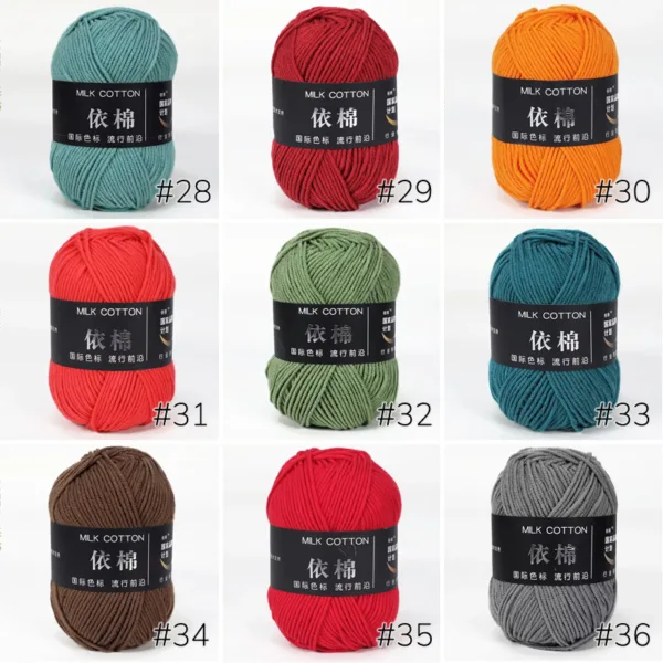 Milk Cotton Yarn – 4-Ply, 50g, 86 Colors