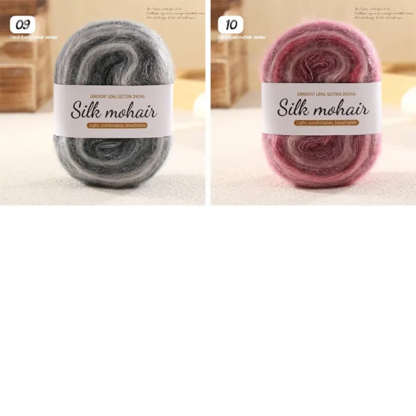 Cookie Gradient Mohair Yarn – 50g, 10 Colors