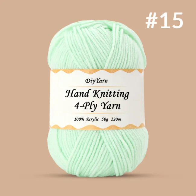 4-Ply Hand-Knitting Yarn – 50g, 120m, 99 Colors - #15 Aqua Green