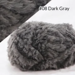 Faux Fur Mink Yarn – Fluffy Hand Knitting Yarn, 100G, 20 Colors - #08 Dark Gray