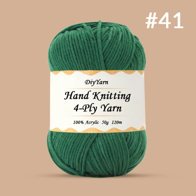4-Ply Hand-Knitting Yarn – 50g, 120m, 99 Colors - #41 Pale Moss Green
