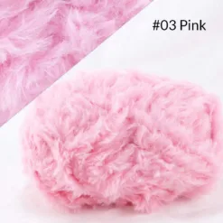 Faux Fur Mink Yarn – Fluffy Hand Knitting Yarn, 100G, 20 Colors - #03 Pink