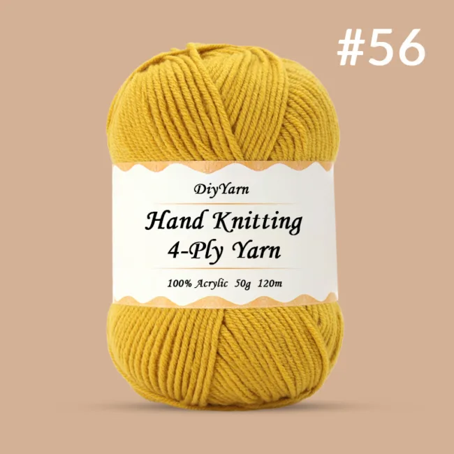 4-Ply Hand-Knitting Yarn – 50g, 120m, 99 Colors - #56 Mustard Yellow