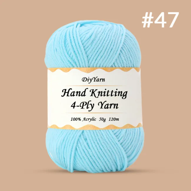 4-Ply Hand-Knitting Yarn – 50g, 120m, 99 Colors - #47 Aqua Blue