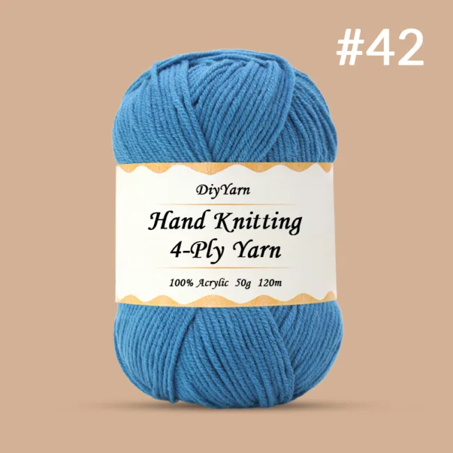 4-Ply Hand-Knitting Yarn – 50g, 120m, 99 Colors - #42 Light Denim
