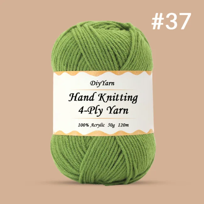 4-Ply Hand-Knitting Yarn – 50g, 120m, 99 Colors - #37 Pale Grass Green