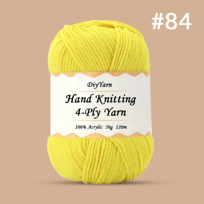 4-Ply Hand-Knitting Yarn – 50g, 120m, 99 Colors - #84 Neon Yellow