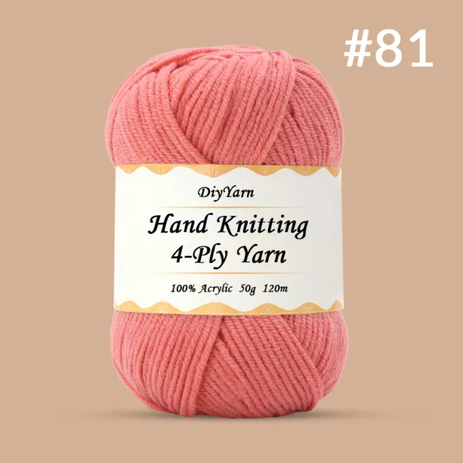 4-Ply Hand-Knitting Yarn – 50g, 120m, 99 Colors - #81 Scarlet Pink