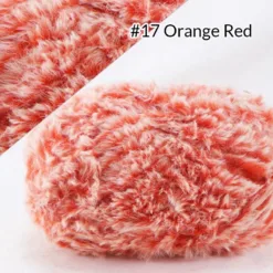 Faux Fur Mink Yarn – Fluffy Hand Knitting Yarn, 100G, 20 Colors - #17 Orange Red