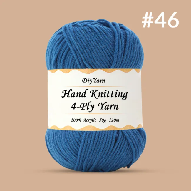 4-Ply Hand-Knitting Yarn – 50g, 120m, 99 Colors - #46 Bright Denim