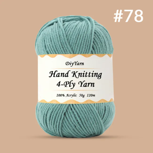 4-Ply Hand-Knitting Yarn – 50g, 120m, 99 Colors - #78 Celadon Green