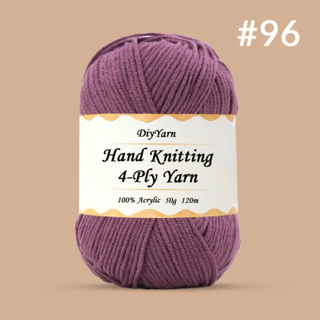 4-Ply Hand-Knitting Yarn – 50g, 120m, 99 Colors - #96 Rose Purple