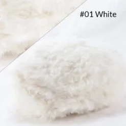 Faux Fur Mink Yarn – Fluffy Hand Knitting Yarn, 100G, 20 Colors - #01 White