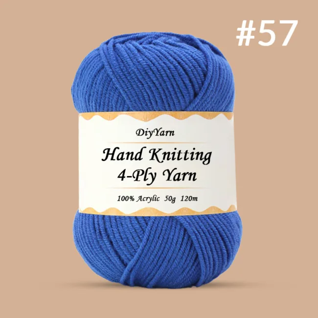 4-Ply Hand-Knitting Yarn – 50g, 120m, 99 Colors - #57 Light Sapphire