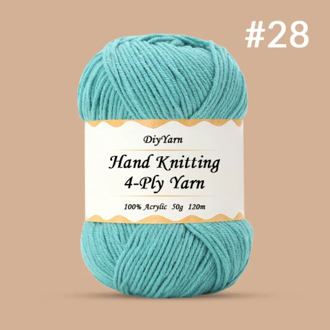4-Ply Hand-Knitting Yarn – 50g, 120m, 99 Colors - #28 Lake Green