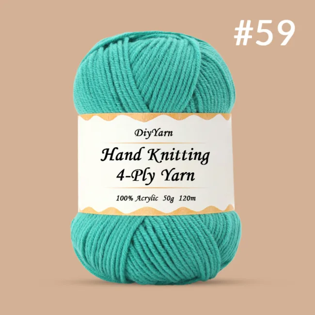 4-Ply Hand-Knitting Yarn – 50g, 120m, 99 Colors - #59 Cyan Green