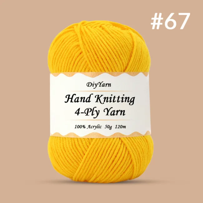 4-Ply Hand-Knitting Yarn – 50g, 120m, 99 Colors - #67 Mango Yellow
