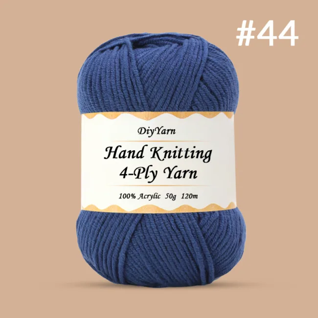 4-Ply Hand-Knitting Yarn – 50g, 120m, 99 Colors - #44 Denim Blue