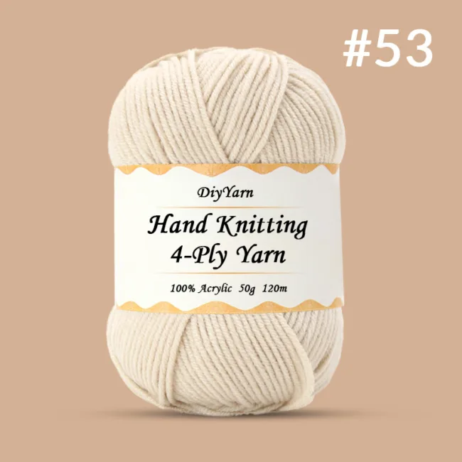 4-Ply Hand-Knitting Yarn – 50g, 120m, 99 Colors - #53 Birch White