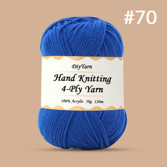 4-Ply Hand-Knitting Yarn – 50g, 120m, 99 Colors - #70 Clear Sky Blue