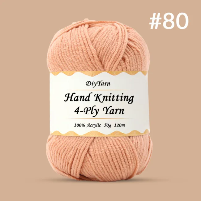 4-Ply Hand-Knitting Yarn – 50g, 120m, 99 Colors - #80 Skin Tone