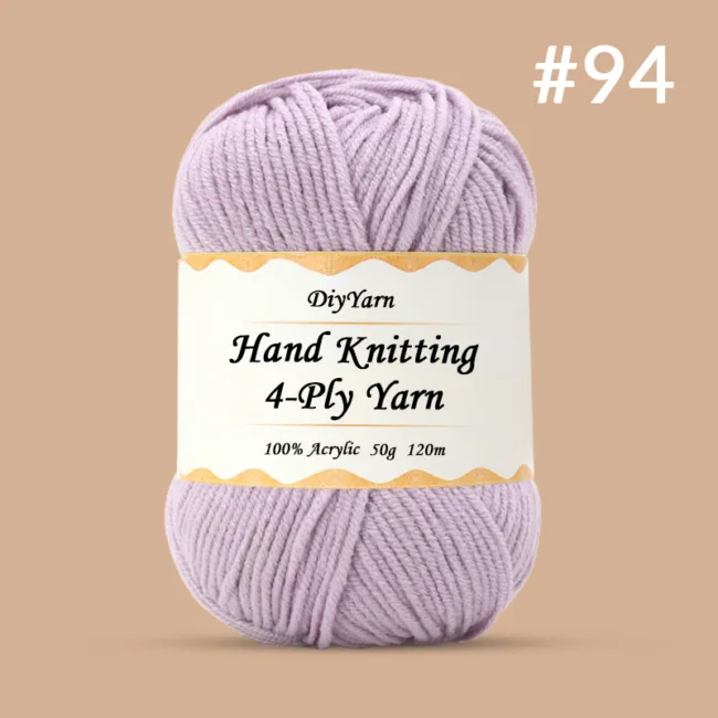 4-Ply Hand-Knitting Yarn – 50g, 120m, 99 Colors - #94 Soft Lavender