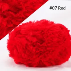 Faux Fur Mink Yarn – Fluffy Hand Knitting Yarn, 100G, 20 Colors - #07 Red