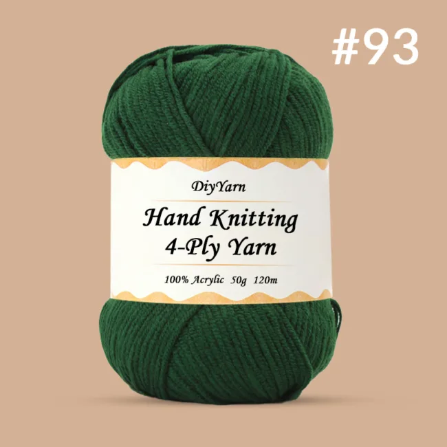 4-Ply Hand-Knitting Yarn – 50g, 120m, 99 Colors - #93 Pine Needle Green