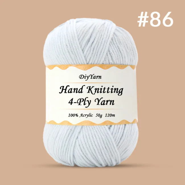 4-Ply Hand-Knitting Yarn – 50g, 120m, 99 Colors - #86 Milk Blue