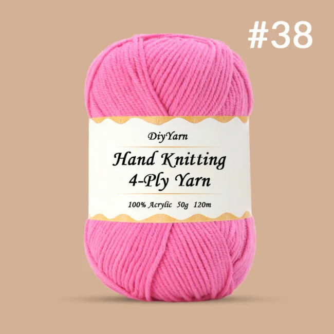 4-Ply Hand-Knitting Yarn – 50g, 120m, 99 Colors - #38 Lotus Pink