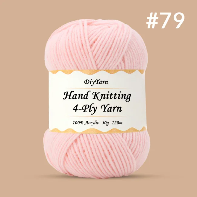 4-Ply Hand-Knitting Yarn – 50g, 120m, 99 Colors - #79 Princess Pink
