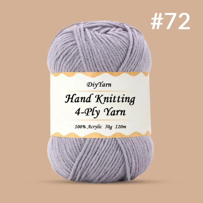 4-Ply Hand-Knitting Yarn – 50g, 120m, 99 Colors - #72 Smoke Gray