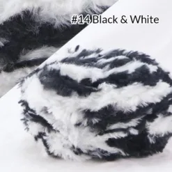 Faux Fur Mink Yarn – Fluffy Hand Knitting Yarn, 100G, 20 Colors - #14 Black & White