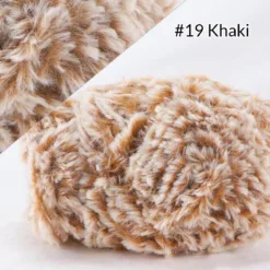 Faux Fur Mink Yarn – Fluffy Hand Knitting Yarn, 100G, 20 Colors - #19 Khaki