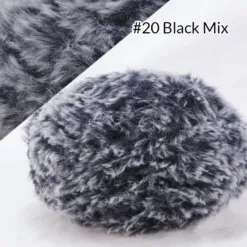 Faux Fur Mink Yarn – Fluffy Hand Knitting Yarn, 100G, 20 Colors - #20 Black Mix