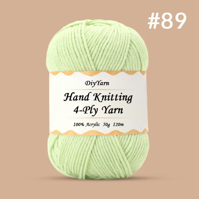 4-Ply Hand-Knitting Yarn – 50g, 120m, 99 Colors - #89 Pale Chrysanthemum Green