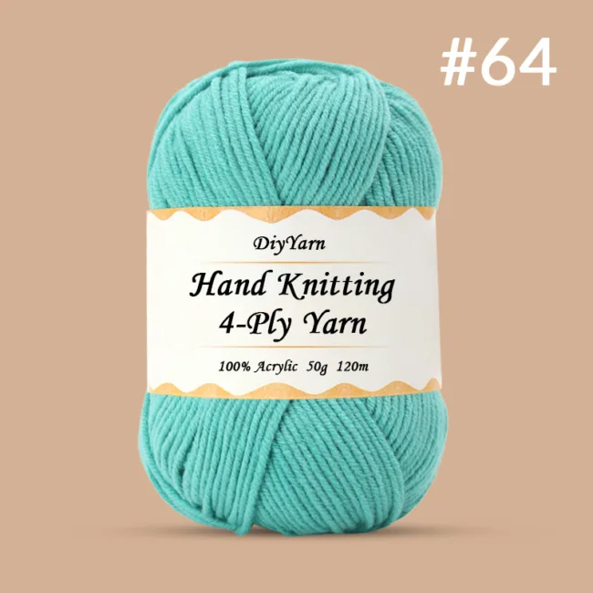4-Ply Hand-Knitting Yarn – 50g, 120m, 99 Colors - #64 Teal Green