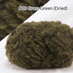 Faux Fur Mink Yarn – Fluffy Hand Knitting Yarn, 100G, 20 Colors - #10 Grass Green (Dried)