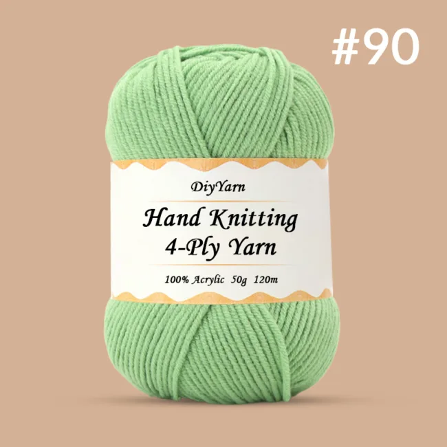 4-Ply Hand-Knitting Yarn – 50g, 120m, 99 Colors - #90 Bean Green