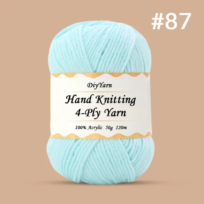4-Ply Hand-Knitting Yarn – 50g, 120m, 99 Colors - #87 Clear Water Blue