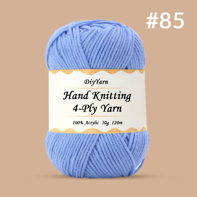 4-Ply Hand-Knitting Yarn – 50g, 120m, 99 Colors - #85 Autumn Blue