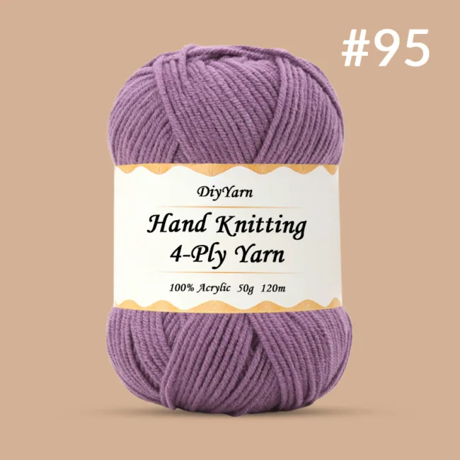 4-Ply Hand-Knitting Yarn – 50g, 120m, 99 Colors - #95 Lilac Purple