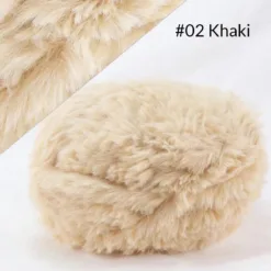 Faux Fur Mink Yarn – Fluffy Hand Knitting Yarn, 100G, 20 Colors - #02 Khaki