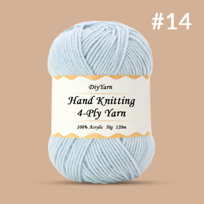 4-Ply Hand-Knitting Yarn – 50g, 120m, 99 Colors - #14 Misty Blue