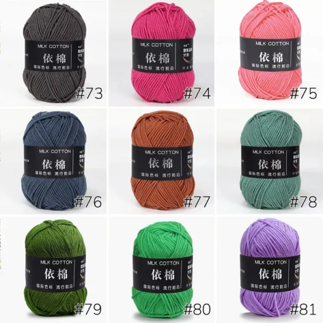 4-Ply Milk Cotton Yarn – 50g, 120m, 86 Colors - Image 10