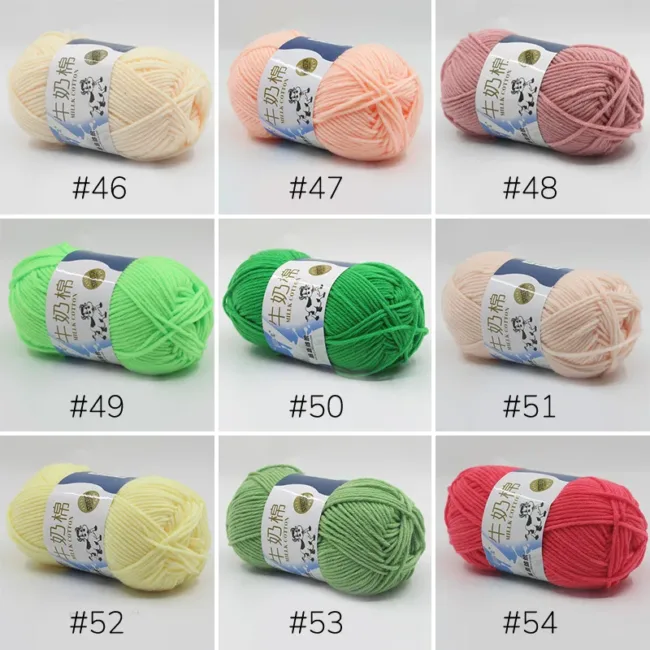 5-Ply Milk Cotton Yarn – 50g, 100m, 93 Colors - Image 6