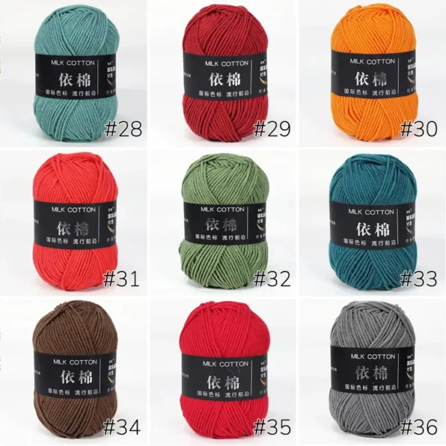 4-Ply Milk Cotton Yarn – 50g, 120m, 86 Colors - Image 5